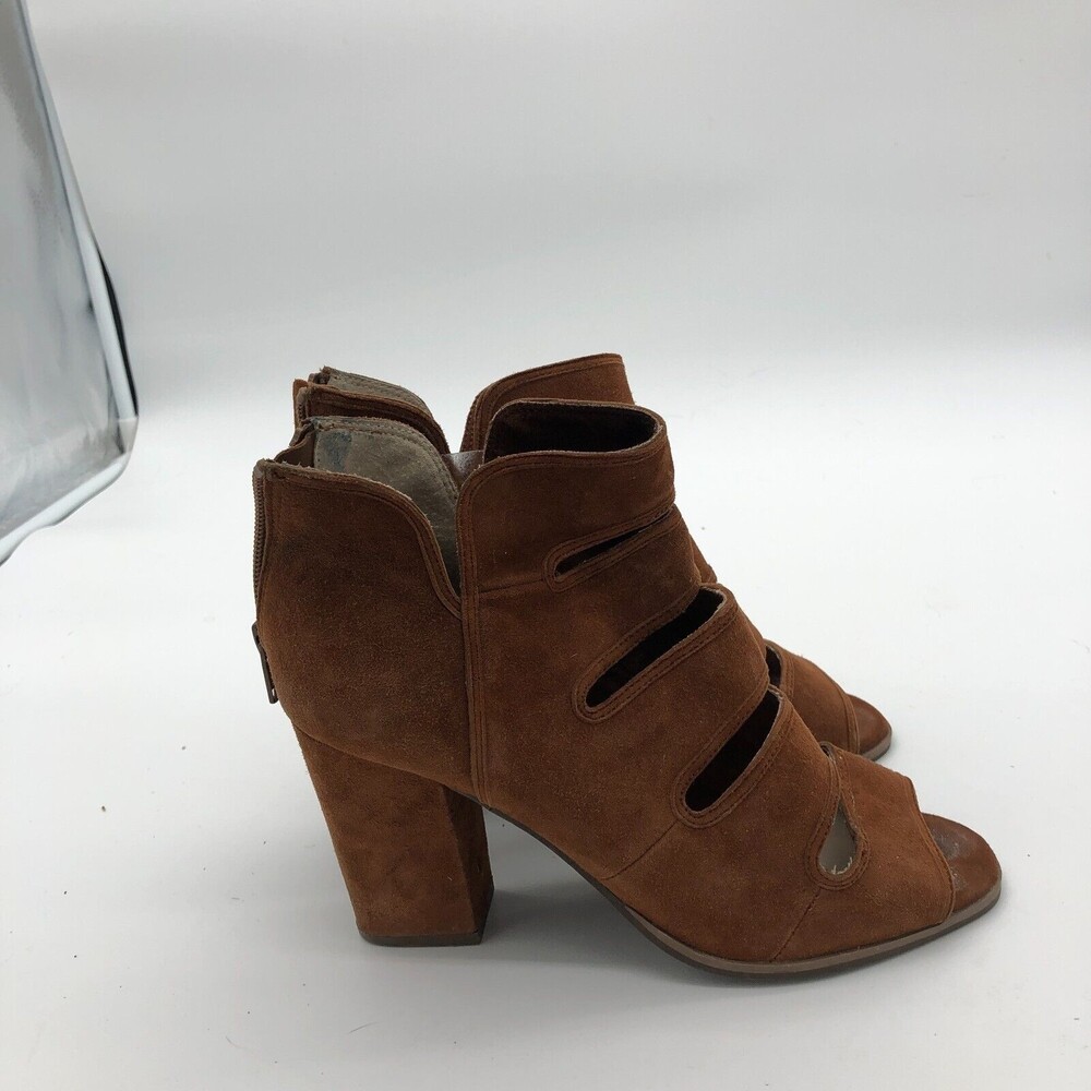 Seychelles Lagoon Heels Womens Size 8 Brown Shoes Leather Peep Toe Zip